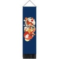Japanese koi and lucky cat tapestry with wood hanger and elegant black tassels - 32.5x130cm / Blue Lucky Cat Style (Style 1)