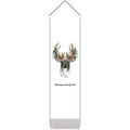 Minimalistische vertikale Wandrolle mit Hirschmotiv, Quasten und englischem Text - 32.5x130cm / Stil 1-Farbiger Hirschkopf (Accompanied by deer)