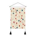 Modern bohemian tapestry with geometric diamond patterns and elegant black tassels - Standard Size / Geometric Rhombus Style