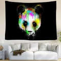 Colorful graffiti panda tapestry on black background hanging in a modern living room - 95x73cm / Modern Art Colorful Graffiti Panda Pattern (Style-4)