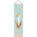Vertical Leo zodiac tapestry featuring sun icons, sunflowers and white tassels - Leo (Style 11) / Standard Size