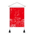 Rode kerstwandtapijt met witte motieven, ophangstang en zwarte kwastjes - Rode Nieuwjaarsstijl (Stijl 1) / 35x50cm