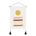 Modern abstract Nordic wall tapestry with yellow geometric shapes and black tassels - 35x50cm / Nordic Geometric Shapes (Style 5)