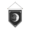 Dettaglio di arazzo triangolare bohémien con motivo sole e luna su tessuto bianco - Volto di Luna Classico (Stile 1) / 32 Larghezza * 45 Altezza