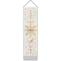 Detailansicht eines böhmischen Wandteppichs mit Sonne, Mond und weißen Quasten - 32.5x130cm / Astrologie Sonne Mond (Beige)