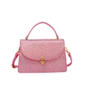 Borsa a tracolla rosa con paillettes da donna con fibbia dorata e manico superiore - Rosa