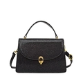 Elegant black sequin crossbody bag with gold hardware and leather strap for women - Black