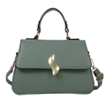 Sac à main vert Morandi en cuir avec boucle dorée ondulée et bandoulière réglable - Vert