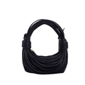 Creative black woven hobo bag with knotted details and golden zipper closure - Black