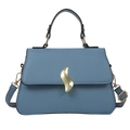 Sac à main bleu en simili cuir avec boucle dorée ondulée et fine bandoulière chic - Bleu
