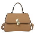 Sac à main chic en similicuir camel avec boucle ondulée dorée et bandoulière réglable - Kaki