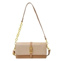 Retro crossbodytas voor dames met beige textuur en lichtbruin lederen accent - Khaki