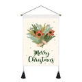 Tenture murale de Noël avec illustration de fleurs et glands noirs décoratifs - 35x50cm / Mains Tenant un Bouquet de Noël (Style 2)