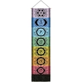 Nordic style Seven Chakras wall hanging tapestry with wooden pole and black tassels - 32.5x130cm / Style 4