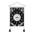 Böhmischer Wandteppich mit mystischem Auge, Hand-Sternzeichen und dekorativen Quasten - 35x50cm / Zodiak & Hamsa Hand (Stil 1)