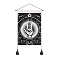 Detail eines böhmischen Wandteppichs mit Hand der Fatima, Auge und schwarzen Quasten - 35x50cm / Hamsa Hand & Allsehendes Auge (Stil 2)
