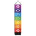 Nordic style Seven Chakra wall hanging tapestry with cotton linen fabric and black tassels - 32.5x130cm / Style 5