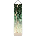 Modern geometric landscape tapestry with golden diamond patterns and green leaf prints - 32.5x130cm