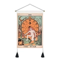 Bohemian The Star Tarot Wandteppich mit schwarzen Quasten und Holz-Aufhängestange - 35x50cm / The Star Stil