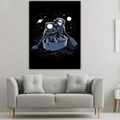 Framed astronaut wall art print featuring surreal space exploration on a starry background - 95x73cm (Brushed) / Style 3-Starry Boating