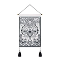 Monochrome moth and moon phase tapestry with sun face and tassel wall decor - 35x50cm / Black White Moth Sun (Style 1)