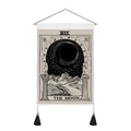 Bohemian Tarot The Moon tapestry with wooden hanging rod and black fringe tassel decor - The Moon Tarot / 35x50cm (With Wood Rod Kit)