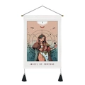 Bohemian Tarot Wheel of Fortune wall tapestry with black tassels and wood hanging rod - 35*50 / Wheel of Fortune (Style 2)