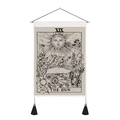 Bohemian sun tarot tapestry with wooden pole, black tassels and celestial sun art print - The Sun Tarot / 35x50cm (With Wood Rod Kit)