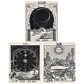 Drieluik set van zwart-witte tarot wandkleden met de thema's maan, ster en zon voor decoratie - 30cm x 40cm / Zon, Maan En Ster Stijl
