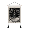 Bohemian tarot wall tapestry featuring The Star design with sun moon and black tassels - The Star Tarot / 35x50cm (With Wood Rod Kit)
