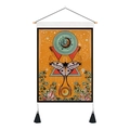 Bohemian moth tapestry with orange moon phases, wooden rod and black tassels - 35x50cm / Orange Tail Moth (Style 4)