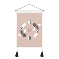 Minimalistisch wandtapijt met koivissen en maanfasen op een zachtroze achtergrond - 35*50cm / Koi Vis Maan