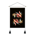 Detailed view of modern wall tapestry with golden fish art and black hanging tassels - 35*50cm / Streamlined Pisces Art (Style 9)