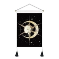 Detail of hanging tapestry featuring a girl on a crescent moon with tassels and rod - 35*50cm / Moon Girl Together (Style 4)