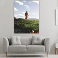 Cartoon astronaut tapestry wall hanging with vibrant surreal landscape for home decor - 95x73cm (Brushed) / Astronaut and Flower Sea (Style 3)