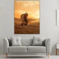 Sci-fi astronaut tapestry featuring a rose under a glass dome above a modern grey sofa - 95x73cm (Brushed) / Astronaut and Rose (Style 4)