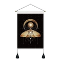 Mystical moon and girl wall tapestry with celestial moth design and hanging tassels - 35*50cm / Moth Starry Sky (Style 1)