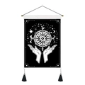 Böhmischer Mandala-Wandteppich mit Hand- und Kompassdesign auf schwarzem Canvas - 35x50cm / Schwarzer Hintergrund Stil (Stil 2)