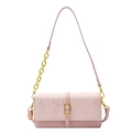 Roze schoudertas met klep in marmerpatroon en goudkleurige ketting detail afwerking - Roze
