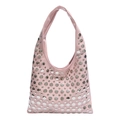 Rosa Schultertasche aus Kunstleder mit dekorativen silbernen Metallnieten - Rosa