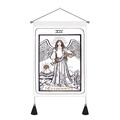 Temperance Tarot Card wall tapestry with black tassels and golden rod decoration - 35*50 / Style 6 (Temperance)