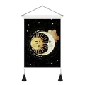Bohemian moon and girl moon phase wall tapestry with black tassels and astrology calendar - 35*50cm / Sun Moon Calendar Astrology (Style 2)