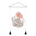 Artistic canvas tapestry with minimalist female silhouette and elegant black tassels - 35x50cm / Female Silhouette and Plant Decoration (Style 6)