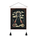 Bohemian Tarot Skeleton tapestry with sun and moon art in gold and black finish - Skull Gothic Style(zs-158-1) / 35x50cm