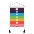 Arazzo da parete per meditazione con sette chakra asta in legno e nappe decorative - 35x50cm / Sette Colori dei Chakra (Stile 15)