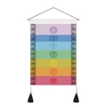 Arazzo verticale sette chakra con gancio in legno e nappe nere per decoro yoga - Stile 16 / 35x50cm