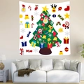 DIY felt Christmas tree set with Santa Claus and reindeer ornaments hanging on wall - 95x73cm / Nordic Minimalist Felt Tree Style (Style 4)