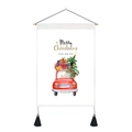Christmas hanging scroll with vintage red truck, watercolor gifts and tassel details - Gift Box Christmas Tree (Style 2) / 35x50cm