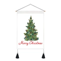 Christmas tree wall hanging tapestry with wooden pole and decorative black tassels - Classic Triangle Christmas Tree (Style 4) / 35x50cm