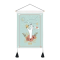 Pink Leo tarot style wall tapestry featuring lion constellation and black fringe - 35x50cm / Leo